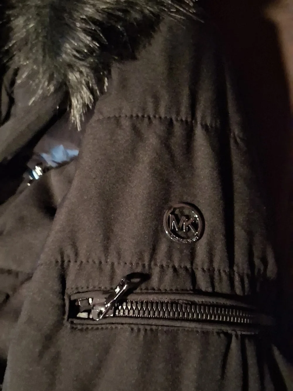 Michael Kors Black Quilted Hooded Belted Puffer Coat